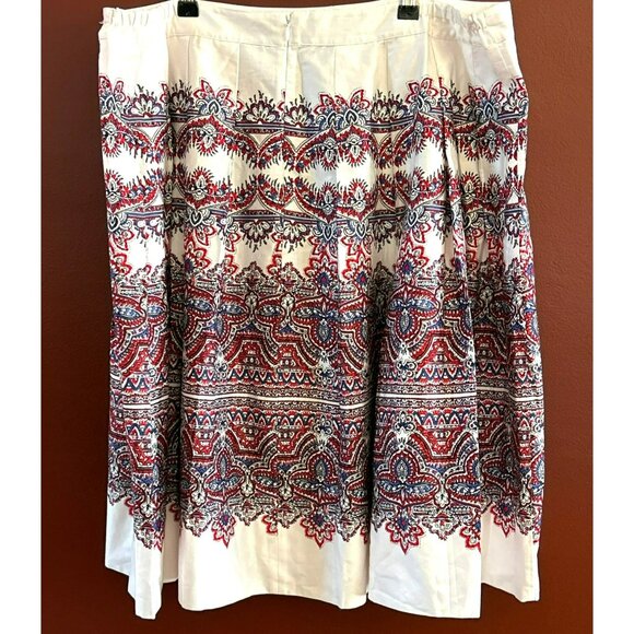 Talbots Women's Red White Blue Floral Knee Length Skirt Plus Size 18W NWT - Picture 4 of 5